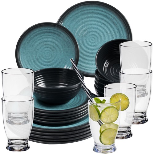 Melamin geschirr set blau - melamin, 6