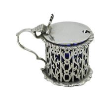 Viktorianischer Senftopf Sterlingsilber floral durchbohrt Antik 1898 London