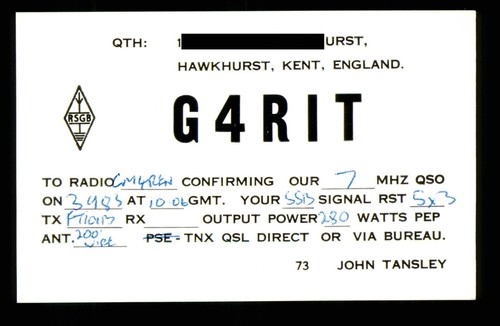 Qsl karte radio uk g4rit - karte,