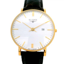 Elysee Herrenuhr Quarz mit Box  vergoldet Leder Analog NEU OVP