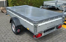 Flachplane 251x128cm Anthrazit für STEMA Pkw Anhänger & Planenseil 700grm²