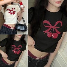 Damen T-Shirt Schleife Print