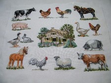 Kreuzstich Stickbild Bauernhof Tiere Permin dänische Handarbeit fertig