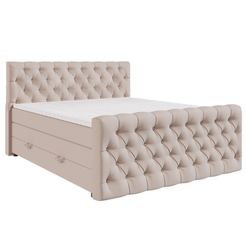 Boxspringbett beige h3 - boxspringbett,