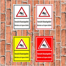 Schild Vorsicht Rutschgefahr Betreten auf eigene Gefahr - in 4 Größen - S18-133