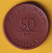 Boldixum auf Föhr - Porzellan-Notmünze zu 50 Pf.