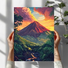 Vulkanlandschaft Premium Poster Schöne Wanddeko Dekoration in 40X30 cm