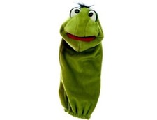 Quasselwurm Herbert grün schwarze Haare Handpuppe 38 cm W273 Living Puppets