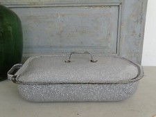W7994 Sehr großer, alter Emaille Bräter | BRATREINE | Bratenpfanne | Email