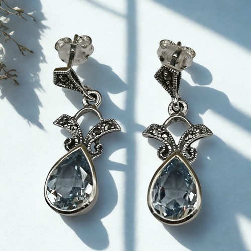 Aquamarin ohrringe 925 silber - ohrringe,