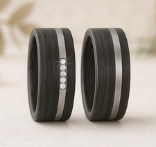 Paar Trauringe Eheringe Verlobungsringe Carbon Titanringe Partnerringe + Gravur