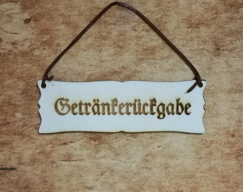 Holzschild mit lederband - holzschild,