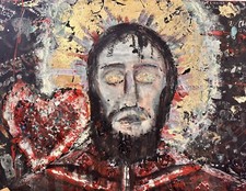 Original 100% KEIN DRUCK "CHRIST" | Puzzle, Acryl, Gold "JESU!S" | 60x80cm