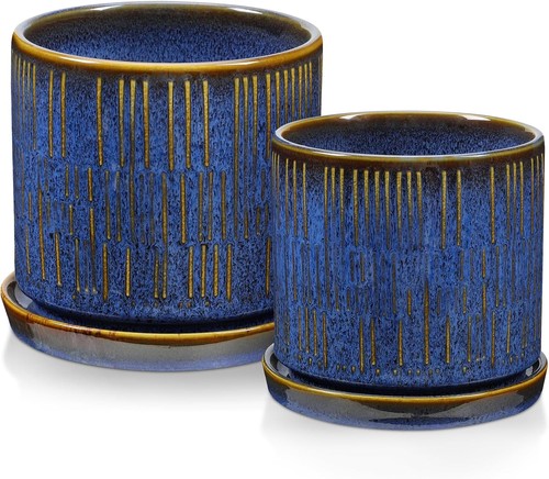 Blumentopf keramik blau 12 - keramik,