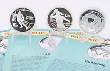 CHINA 3x 10  Yuan Silber Olympischa1990 1992 Ski-Slalom Tischtennis Hochsprung