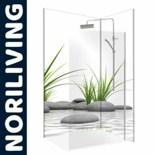 Eck / Einzel Duschrückwand Rückwand Alu Fliesenersatz ZEN Steine Gras Motiv