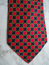 HANDMADE IN ITALY Designer Krawatte 100%Seide#DUNKELBLAU/ROTE PUNKTE/GOLDKETTEN#