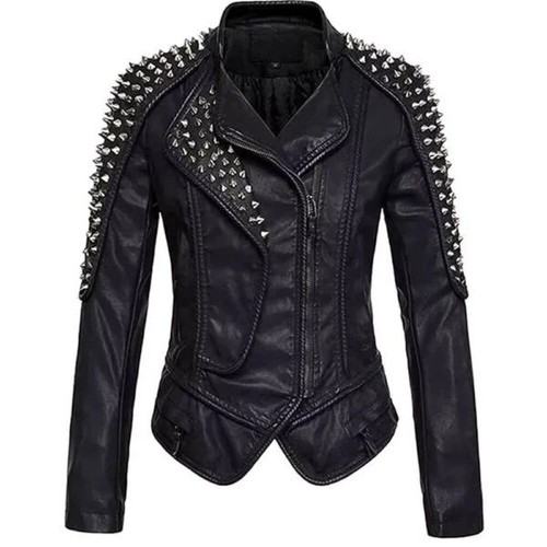 Damen echtleder biker nieten - damen,