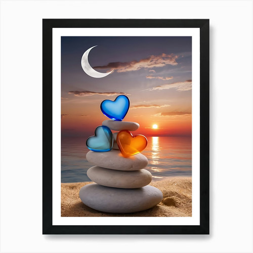 Herz strand kunstdruck - am,