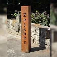 Säule mit Namen Schriftzug 110 cm Rost personalisierte Geschenkidee Gartendeko