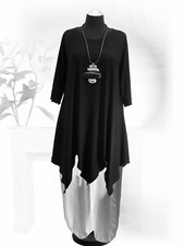 LAGENLOOK Long-Shirt Tunika L XL XXL XXXL 44 46 48 50 52 54 56 58 schwarz & weiß