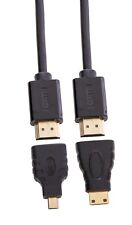 1,5m 4K UHD HDR HDMI Kabel    + 2 Adapter Mini & Micro HDMI Ethernet TV