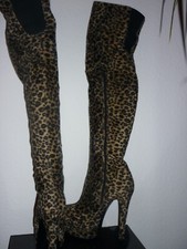 Overkneestiefel Leo Leopard braun Gr37 Leostiefel Stiefel Plateau Stiefel Extrem