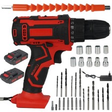 24V Akku Bohrschrauber 42Nm LED 2-Gang mit 25 Bits Set für Profi Heimwerken