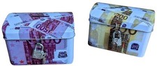 Spardose Truhe 2er Set Euroschein Metall Geldkassette Sparschwein Kasse Spardose