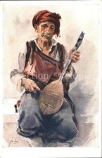 Ragusa Volkstypen Gusla Spieler Künstlerkarte 