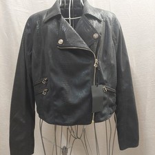 Damen Bikerjacke Kurz Schwarz