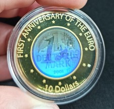 1 Oz Silber 999, Stereo-Matrix-Hologramm-Münze, First Anniversary Of The Euro