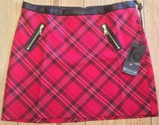 NEU: *AKTION* MINIROCK SCHOTTEN-KARO LEDERIMITAT 34 36 38 LAURA SCOTT rot*678934