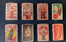 Zippo Sammlung Konvolut 8 St. unbenutzt, ungezündet, Unikate, Coca-Cola Flaschen