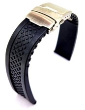 Uhrenarmband Uhrband  Profil  18,20,22 mm mit Faltschließe Silikon  schwarz / 21