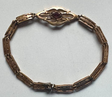 Biedermeier Armband Kupfer mit kleinem Granat - Antik um 1900 - Länge 20 cm