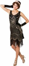 Roaring Twenties Pailletten Kleid 20er schwarz gold Charleston