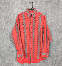 Vintage Wrangler Hemd Herren Größe Large rot Baumwolle Brushpopper Azteken Navajo 90er