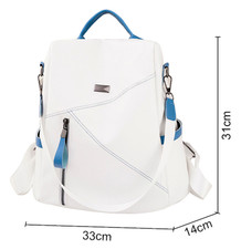 Rucksack Damen Reise Cityrucksack Tasche Weiß Blau Reisverschluss Handtasche Neu