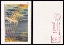 LUPO Postkarte Lufthansa 1960 / Frankfurt nach New York / NONSTOP ab März 1960