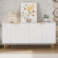 Moderner Sideboard Kommode Anrichte Schrank mit 4 türen verstellbaren Regal Weiß