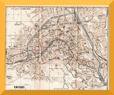 Erfurt +Historischer Stadtplan+ ca. 100 Jahre alt +Straßenbahnlinien,Andreasfeld