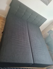 Boxspringbett ROM mit Bettkasten 180 x 200 cm Webstoff Schwarz Bett Bettkasten