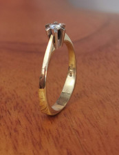 14kt 585 bicolor Gold Ring mit 0,15ct Brillant Solitär/Diamant/2,7g/RG 55 (191)