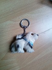 Fellanhänger Hund Felltier Echtfell 5x6cm Briard Weller Schecke Schwarz Weiß