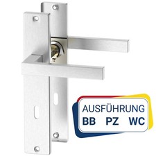 Edelstahl Türbeschlag CUBE Langschildgarnitur Renovierung Drückergarnitur BB WC