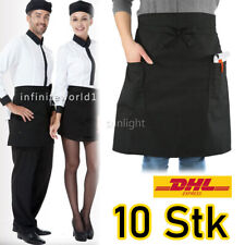 10x Schwarz Vorbinder Schürze Küchenschürze Kellnerschürze Bistroschürze unisex