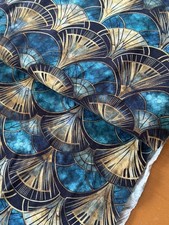 HILCO Viskose Jersey Petrol Schwarz Gold Designer Stoff Damen Meterware Stoff