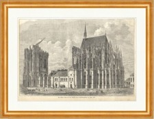 Der Kölner Dom vor dem Beginn seines Herstellungsbaus Holzstich E 12587 Gerahmt