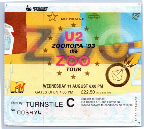 Ticket 1995 zooropa - 1995,